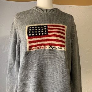 Polo jean co, Ralph Lauren flag sweater size M